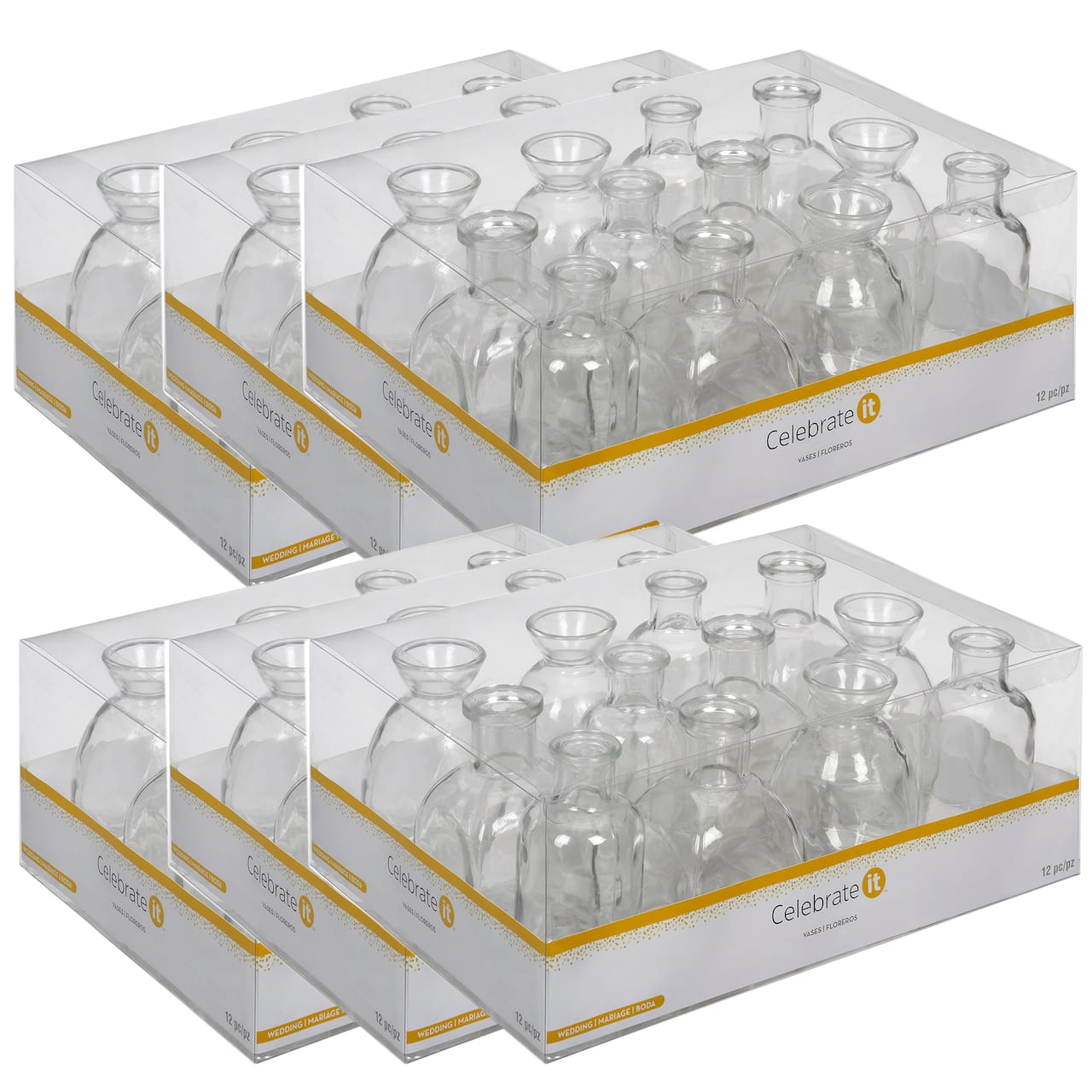 6 Packs: 12 ct. (72 total) Mixed Wedding Favor Glass Vases by Celebrate It™